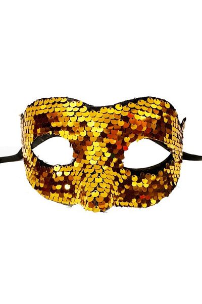 andela Gold Colored Sequined Venetian Ball Party Mask