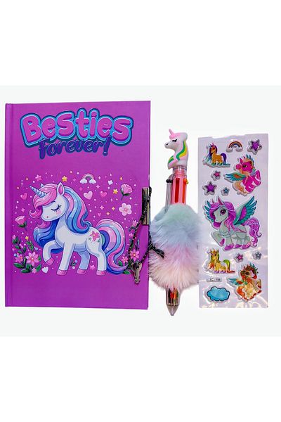 izmir yazici servis Gift Unicorn Locked Souvenir and Diary Notebook + Micro Licensed Unicorn Ballpoint Pen