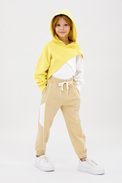 Panço Kız Çocuk Asimetrik Sarı Sweatshirt