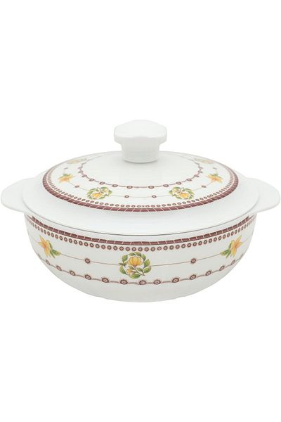 Narjis Bowl with Handles With Lid 18 cm, White
