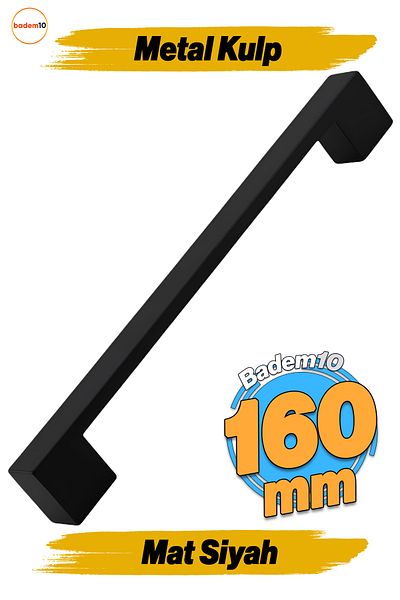 Badem10 Ponte îngust (160 mm - 16 cm) Mobilier din metal negru mat Sertar de bucătărie Dulap dulap Mâner Mâner