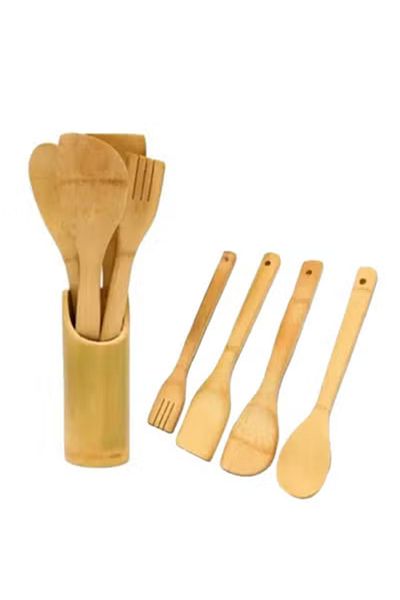 co arma 5 Piece Wooden Kitchen Utensil Set in Different Shapes