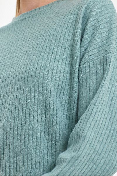 Oyga Γυναικείο Aqua Green Άνετο Oversize Mold Interlock Χοντρό χειμωνιάτικο ύφασμα Casual Σετ πιτζάμες για το σπίτι