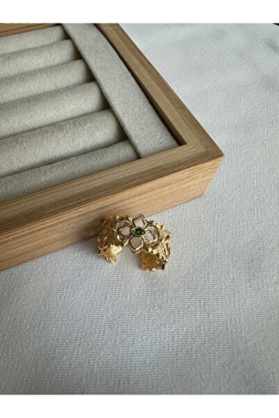 ringbox Motifli Vintage Zümrüt Taşlı Yüzük