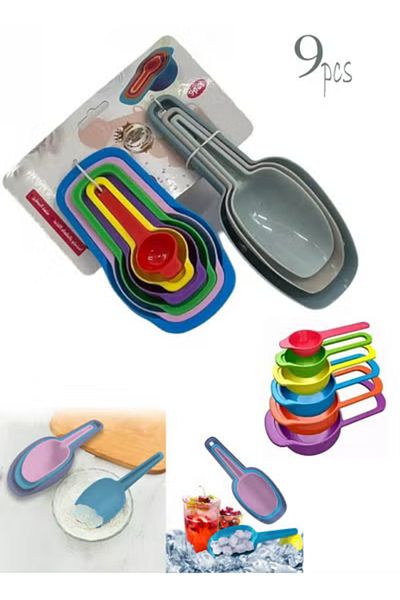 co arma 9 Piece Plastic Measuring Spoon Set in Different Sizes and Shapes Multicolor
