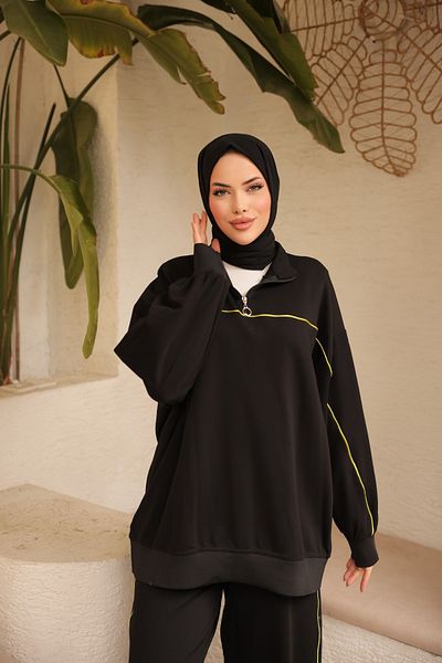 Wovi Σετ αθλητικής φόρμας Hijab - Γυναικείο, Σετ δύο τεμαχίων, γιακάς με φερμουάρ