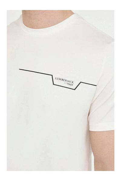 lumberjack Renato 11itl1019 0 Ανδρικό μπλουζάκι με λαιμόκοψη - Λευκό
