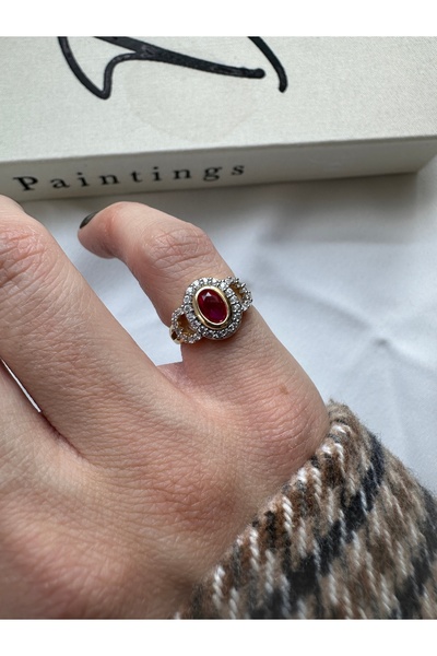 ringbox Oval Fuşya Taşlı Serçe Parmak Yüzüğü