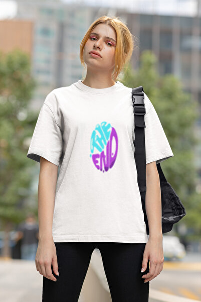MG The End Printed Women's Crew Neck Cotton Oversize Short Sleeve T-Shirt