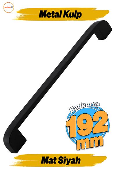 Badem10 Zehra (192 mm - 19,2 cm) Mobilier din metal negru mat Sertar de bucătărie Dulap dulap Mâner Mâner Mâner