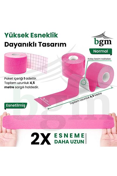 bgm شريط علم الحركة الوردي عالي الجودة - شريط الألم، 4.5 متر × 5 سم