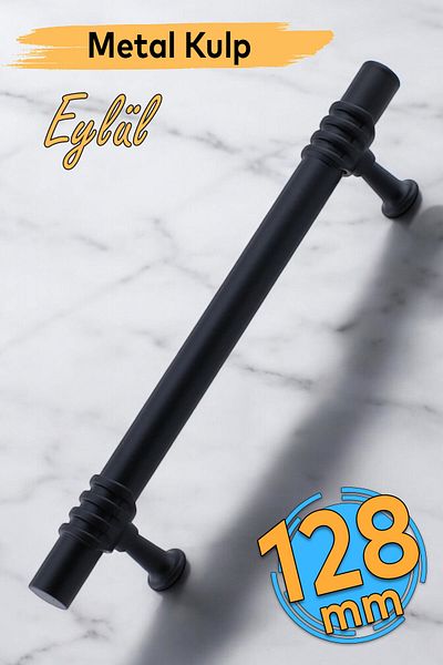 Badem10 Sep (128 mm - 12,8 cm) Mobilier din metal negru Sertar de bucătărie Dulap Dulap Capac mâner Mâner Mâner