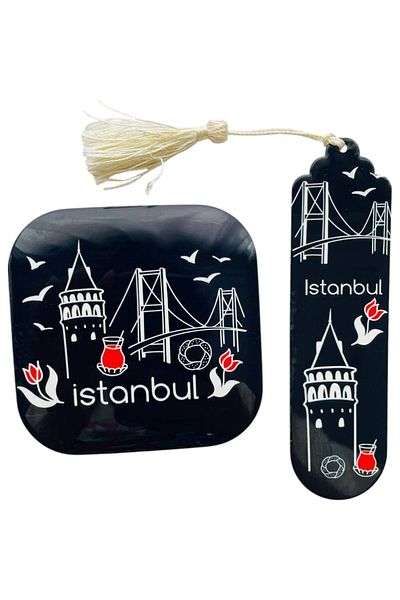 GALATA GIFT Set de suporturi pentru cărți cu tematică Istanbul Galata Tower - Suport de cărți și subțire