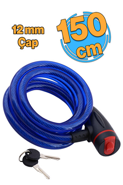 Badem10 Bisiklet Halat Zincir Kilit 150 cm Motosiklet Çelik Kilit Çap 12 mm Ø...