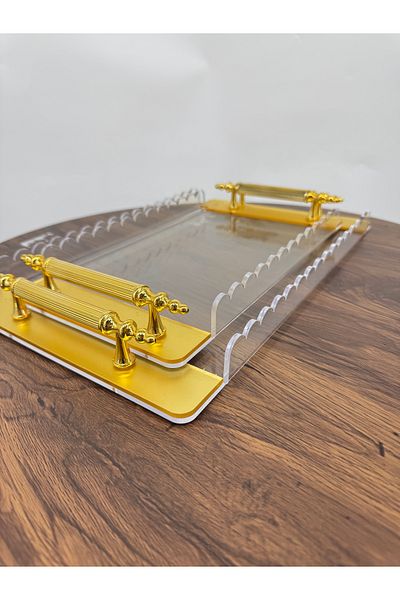 Living 2-Piece Transparent Serving Tray Set