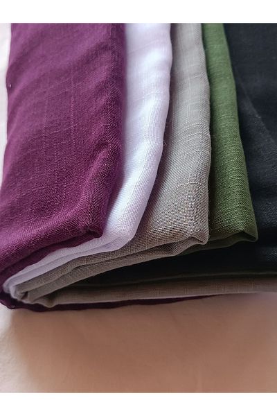 KVSHOME Hijab 5-Piece Flamed Cotton Writing Scarf 100x100cm
