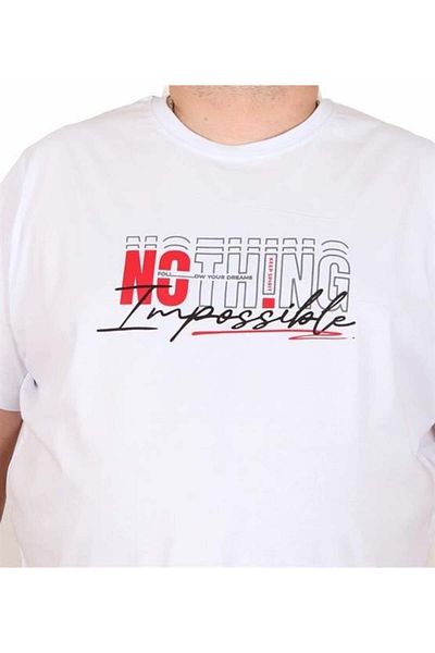 Starbattal Men's Oversize Crew Neck T-Shirt Impossible 25169 White