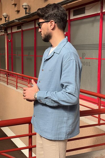 inpool Guler Apaș, pânză de muselină, vară și primăvară, respirabil, 100% bumbac, cămașă supradimensionată G11