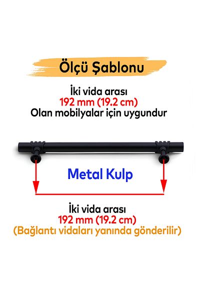 Badem10 Sep (192 mm - 19,2 cm) Mobilier din metal negru Sertar de bucătărie Dulap Dulap Capac mâner Mâner
