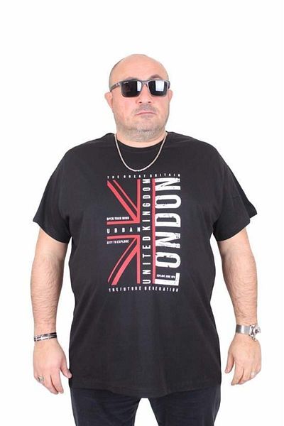 Starbattal Ανδρικό μπλουζάκι με λαιμόκοψη σε μεγάλο μέγεθος London 25166 ΜΑΥΡΟ