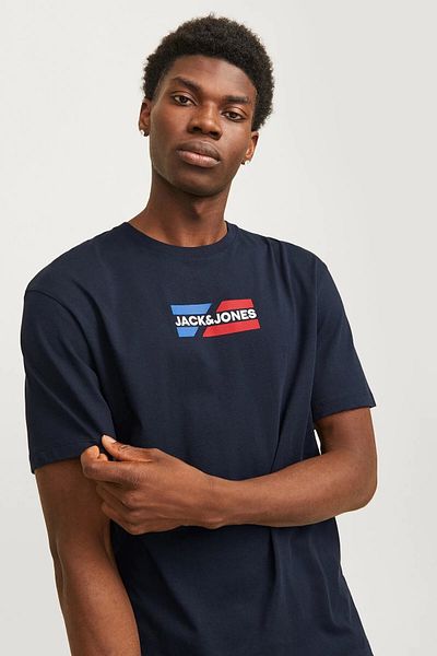 Jack & Jones Tricou pentru bărbați Jack&Jones 12268415 0 Guler - Bleumarin