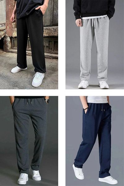 EydaMoon Men's Black-Grey-Smoked-Navy Blue Baggy Oversize Wide Leg Sweatpants