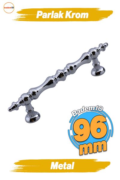 Badem10 Mâner metalic cromat lucios Nilay 96 mm - 9,6 cm Mobilier Bucătărie Sertar Dulap Mânere dulap Mâner