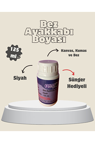 POINT CARE Siyah Kanvas, Kumaş Ve Bez Ayakkabı Boyası 125 Ml Sünger Hediyeli