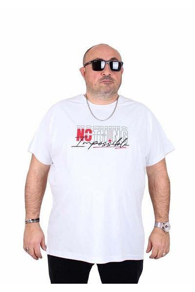 Starbattal Men's Oversize Crew Neck T-Shirt Impossible 25169 White