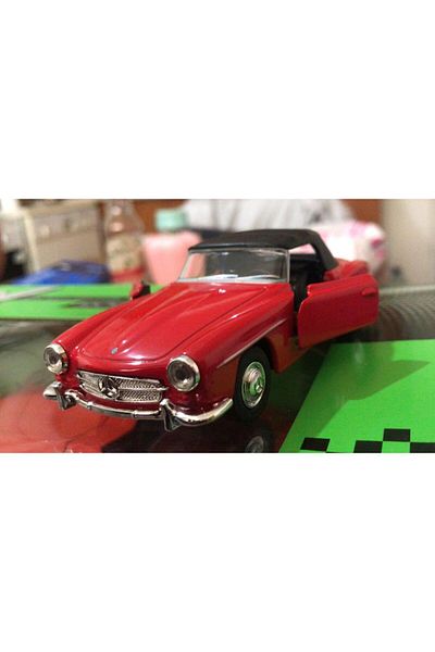 WELLY Model Metal Car 1/36 Pull Drop 1955 Red Mercedes Benz 190Sl