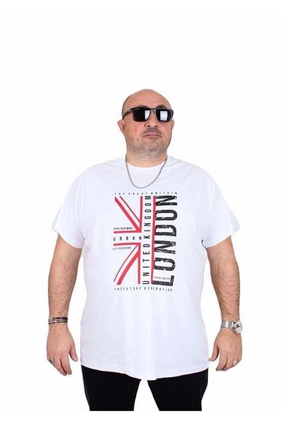 Starbattal Men's Big Size Crew Neck T-Shirt London 25166 White