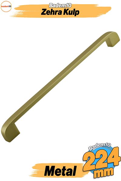 Badem10 Zehra (224 mm - 22,4 cm) Mobilier din metal auriu mat Sertar de bucătărie Dulap dulap Mâner Mâner