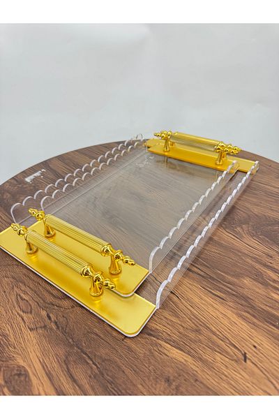 Living 2-Piece Transparent Serving Tray Set
