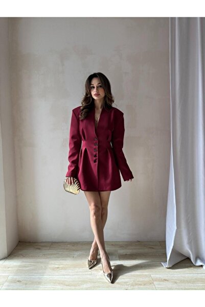 Ekim Store Rochie cu nasturi în talie de sezon nou