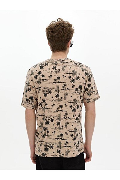 Ltb Μπεζ μπλουζάκι με μοτίβο παλάμης