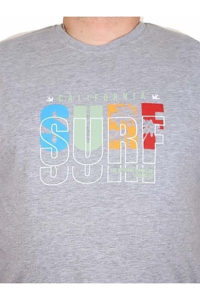 Starbattal Men's Big Size Crew Neck T-Shirt Surf 25144 Gray Melange