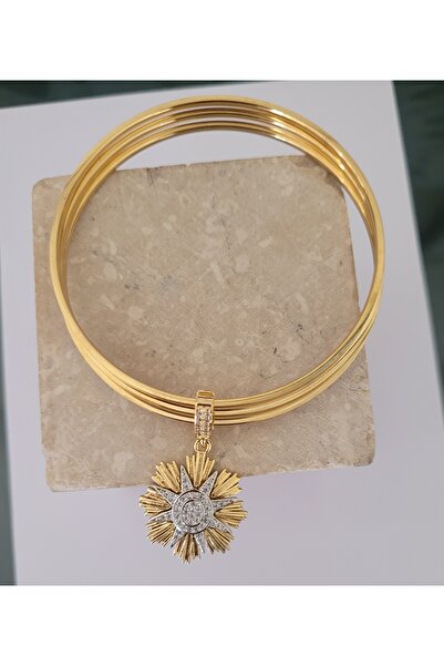 Ankı Kadın 316 L Paslanmaz Çelik Anti Alerjenik 3'lü Çelik Ajda Bilezik 22 Cm...