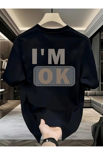 AMMA Unisex I'M Ok Printed Oversize 100% Cotton T-Shirt