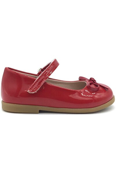 Nubebe حذاء أطفال بفيونكة صغيرة مصنوع من الجلد باللون الأحمر