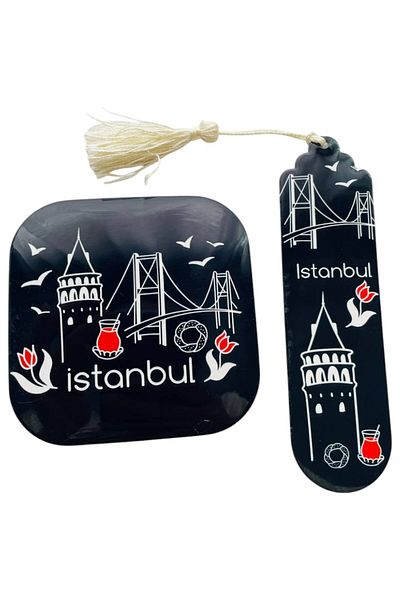 GALATA GIFT Set de suporturi pentru cărți cu tematică Istanbul Galata Tower - Suport de cărți și subțire