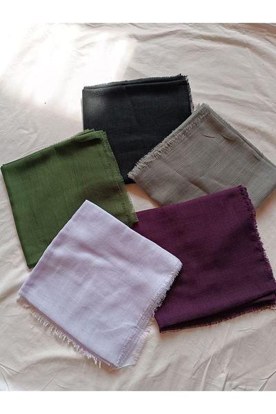 KVSHOME Hijab 5-Piece Flamed Cotton Writing Scarf 100x100cm