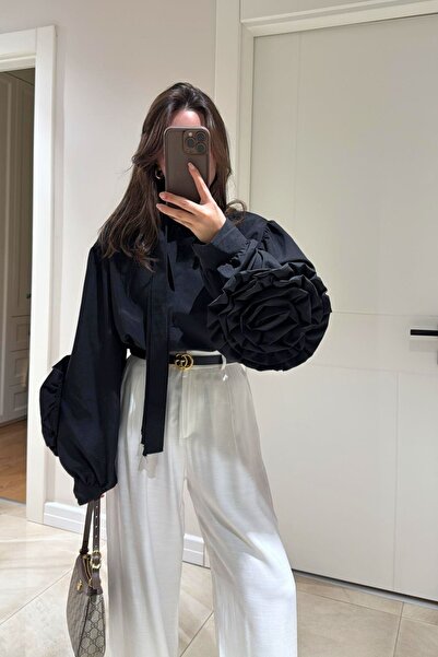 JaMolls kolları büyük gül detay yakası bağlamalı uzun tesettür uyumlu tasarım...