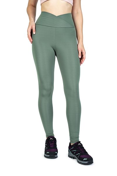 The Step Sports Green - Winter Fleece Gathering Leggings with Crossed Waist Detail