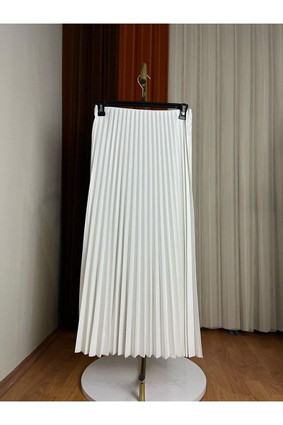 SMY Leather Look Elastic Waist Pleated Skirt