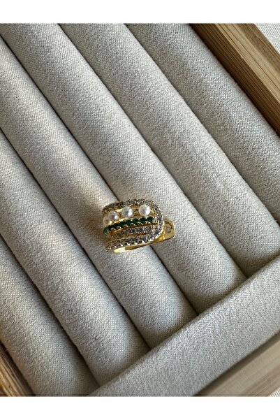 ringbox İncili Zümrüt Taşlı Kıkırdak Küpe Earcuff