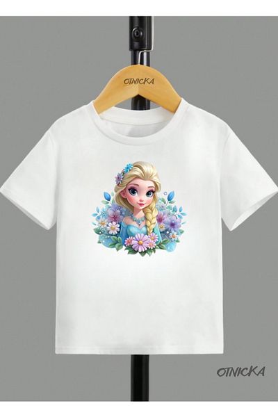 OTNICKA Tricou alb pentru copii cu imprimeu ELSA cu design special