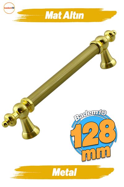 Badem10 Ottomane (128 MM - 12,8 CM) Mobilier din metal auriu Sertar de bucătărie Dulap Dulap Capac mâner Mâner
