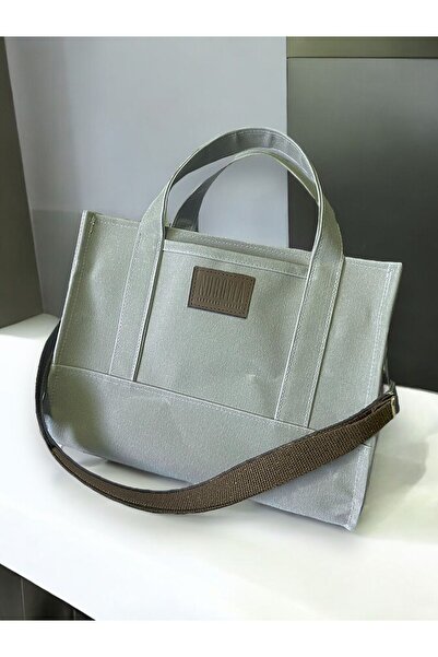 nuggita handmade crafts Kadın Totebag Mint Rengi Mumlu Kanvas Çanta - Orijina...