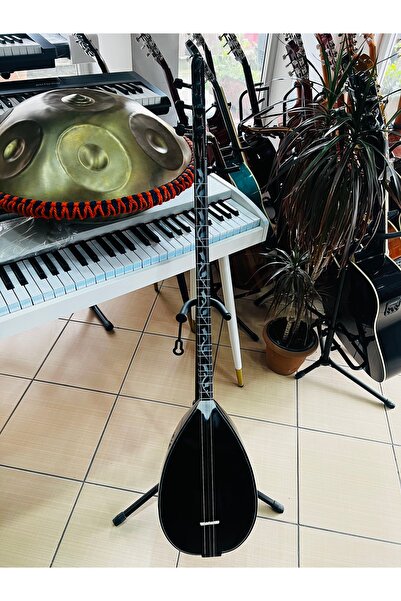 Bircanmüzik Siyah inci uzun sap bağlama+kılıf+yedek tel+mızraplar