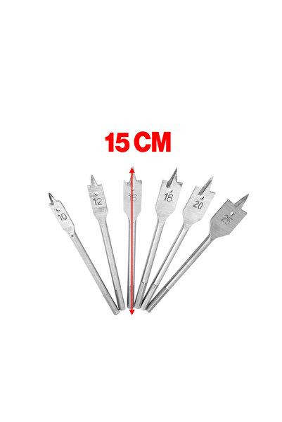 Badem10 Yaprak Matkap Ucu Takımı Ahşap Delme Ucu Tahta Sunta Plastik Alçıpan Delme Ucu Bits Uç 6'lı Set